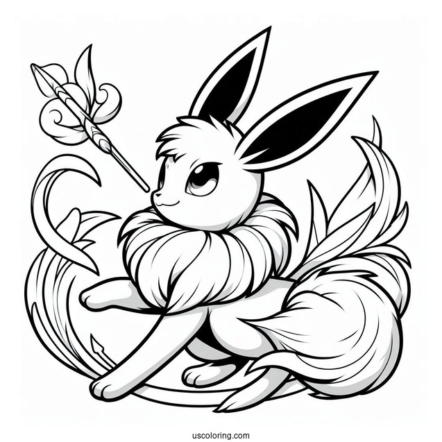 Flareon Eevee In Battle Stance Coloring In