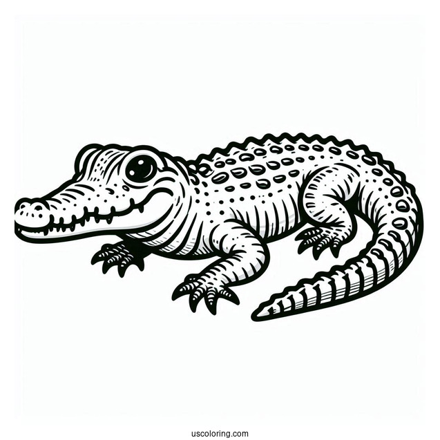 Simple Outline Of a Freshwater Crocodile To Color