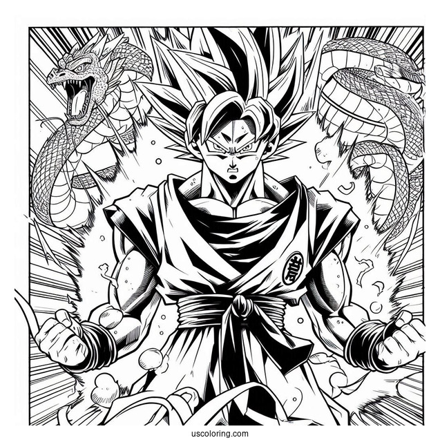 Manga Coloring Page Of Dragon Ball Z Detailed Panel