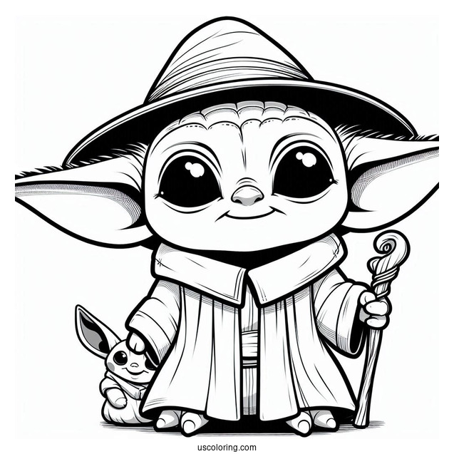 Happy Halloween Baby Yoda To Color