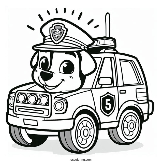 Coloring Page Of Chase In Police Truck