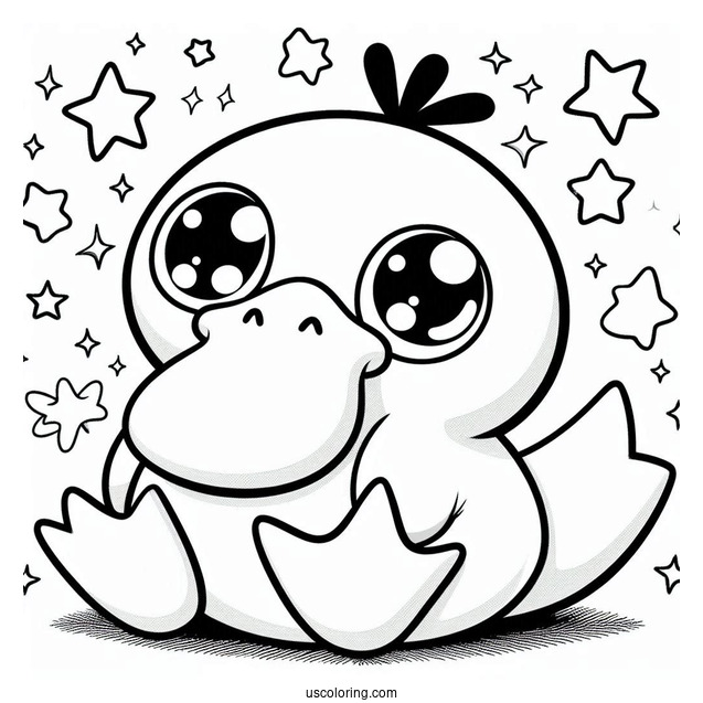 Starry Eyed Psyduck Coloring Page For Kids