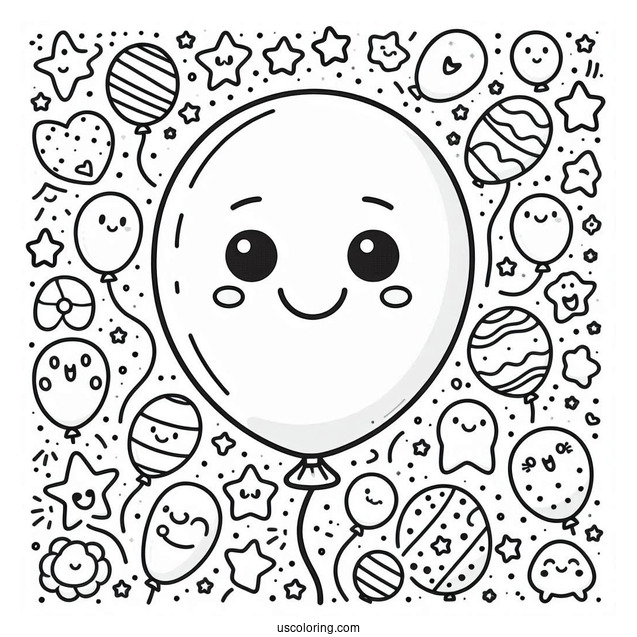Smiley Face Balloon Coloring Page