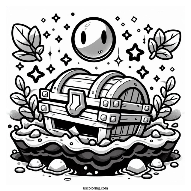 Brawl Stars Coloring Page Of Sunken Chest Holding Up Gold Orb