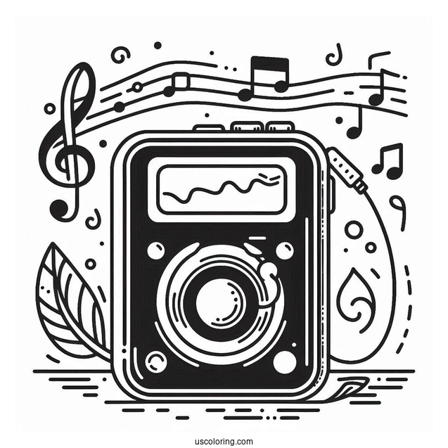 Music Coloring Page Of Simple MP3 Player Outline