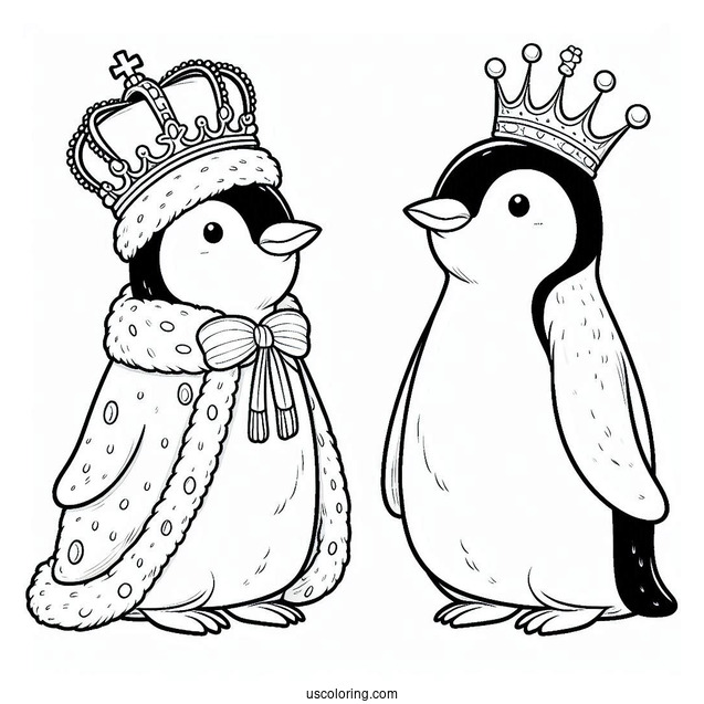 King Penguin Coloring Sheet For Kids