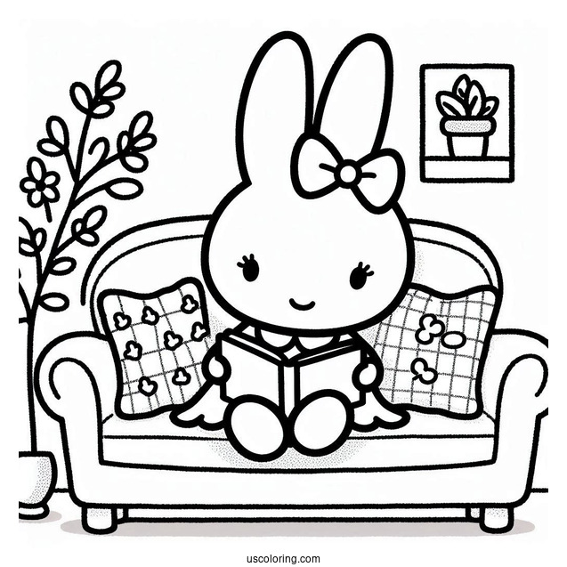 Miffy Coloring Page Of Melanie Sitting On A Couch