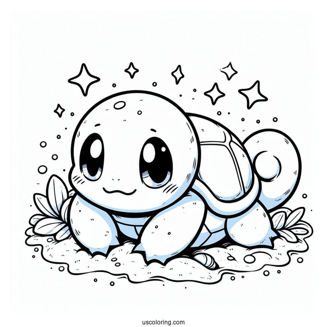 Squirtle Coloring Page Rolling On Sand