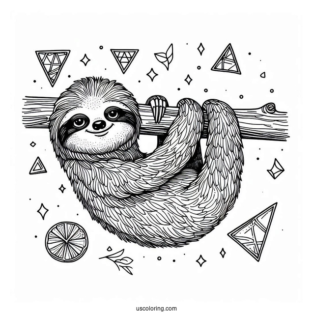 Sloth Stretched Out With Triangles