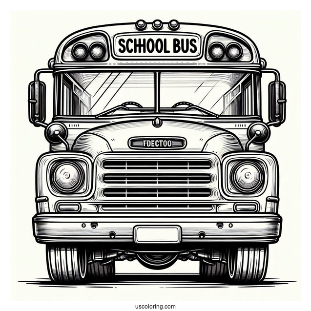 Front View Of School Bus To Color