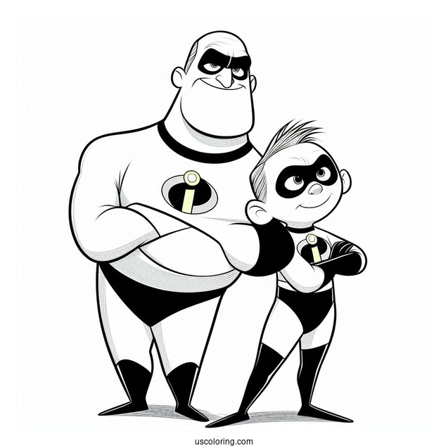 Pixar Coloring Page of The Incredibles With Syndrome And Frozone