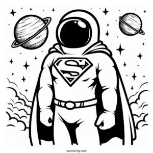 Among Us Superman Themed Coloring Page