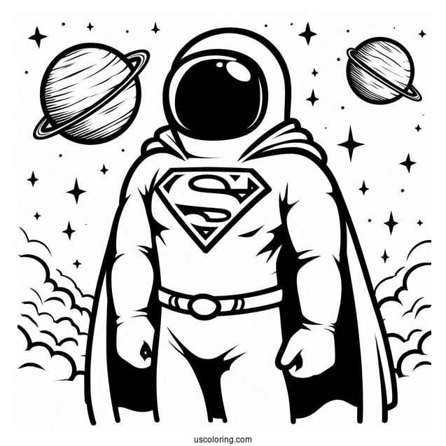 Among Us Superman Themed Coloring Page
