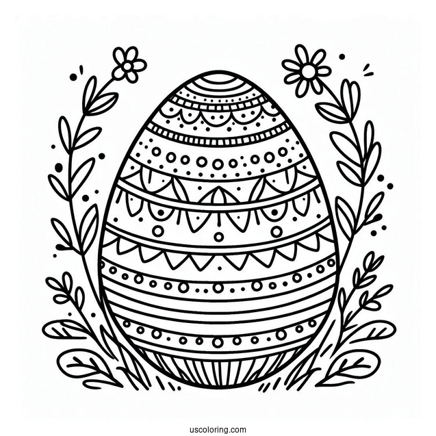 Easter Coloring Page Of Simple Easter Egg Outline For Kids
