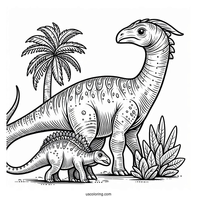 Corythosaurus And Parasaurolophus Coloring Page