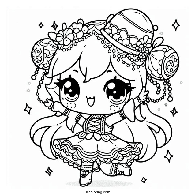 Kawaii Girl Dancing In A Fancy Costume