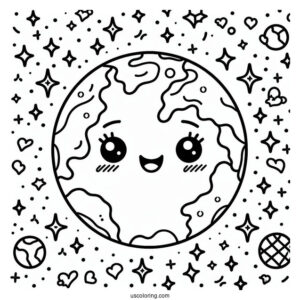 Happy Little Earth With Sparkling Background