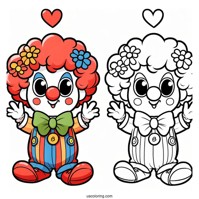 Easy Coloring Page of Clown for Preschoolers