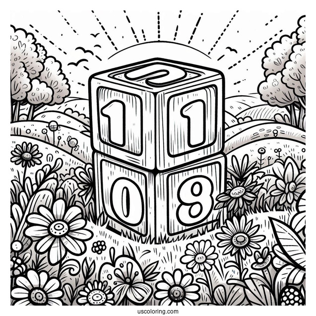 Numberblocks Coloring Page 1 to 10 Standing In Field