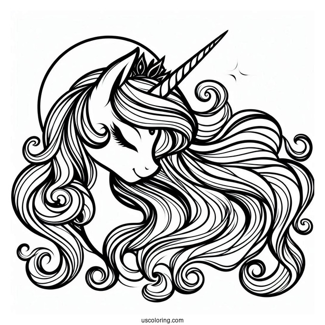 Princess Luna Coloring Page With Flowing Mane