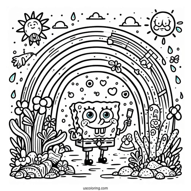SpongeBob Squarepants Rainbow To Color