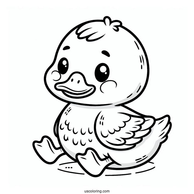 Cute Baby Duck To Color For Preschoolers
