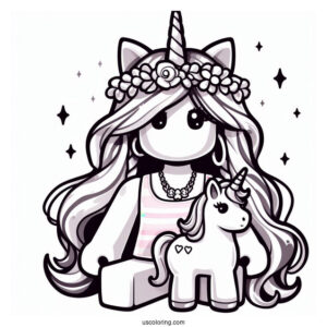 Roblox Girl Skin With Baby Unicorn Coloring Page