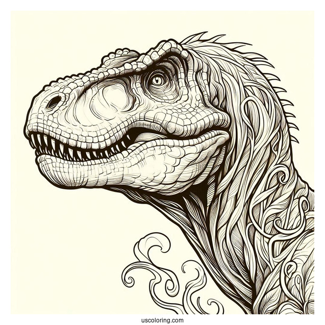 Close Up Of T-Rex Head Coloring Sheet