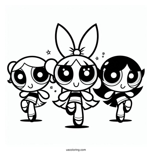 Easy Powerpuff Girls Coloring Page For Kids