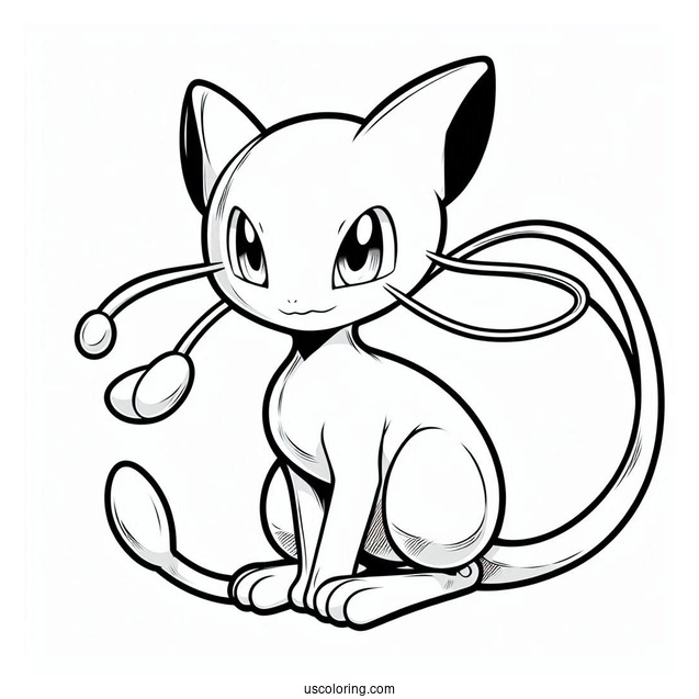 Mew Coloring Page With Mewtwo