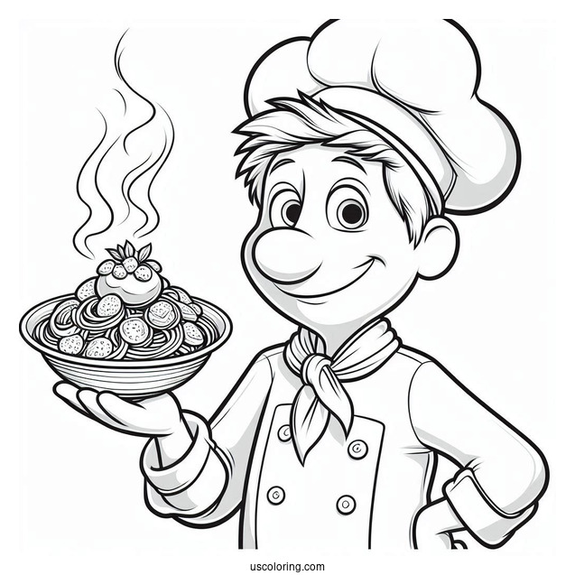 Chef Alfredo Holding Chef Ratatouille Coloring Page In His Hand