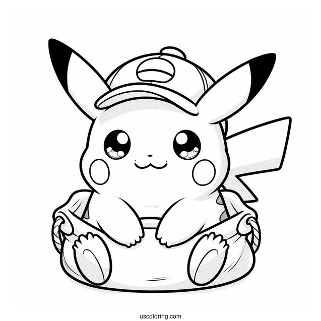 Chibi Pikachu In A Bag Coloring In