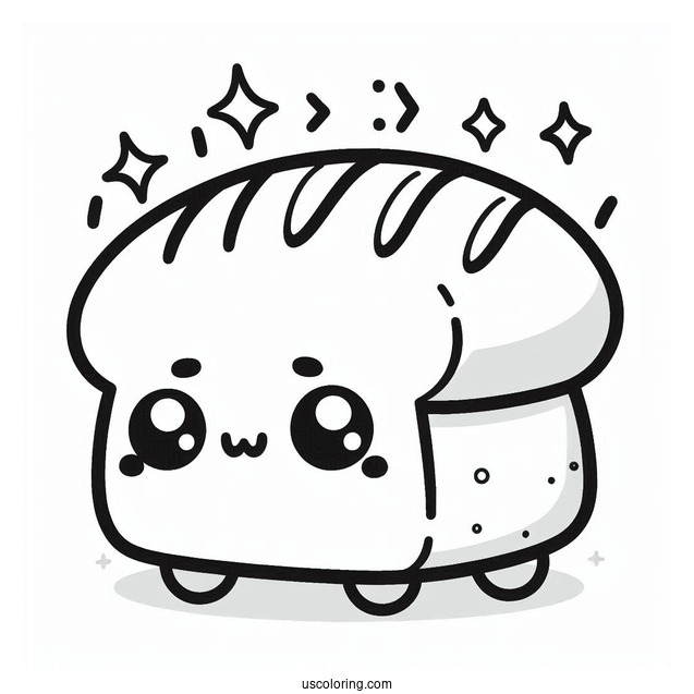 Cute Coloring Page Of Bread Loaf Waving For Preschoolers