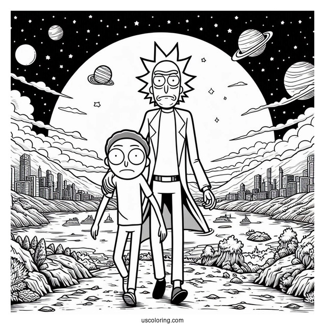 Detailed Rick And Morty TV Poster Coloring Page