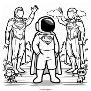 Among Us Superman Themed Coloring Page