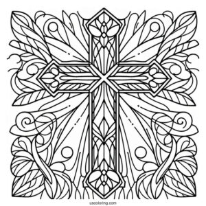 Easy Stained Glass Cross To Color For Kids