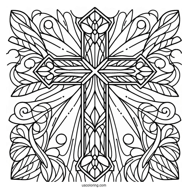 Easy Stained Glass Cross To Color For Kids