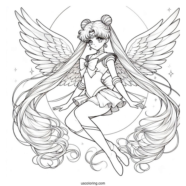 Realistic Sailor Moon With Wings Coloring In
