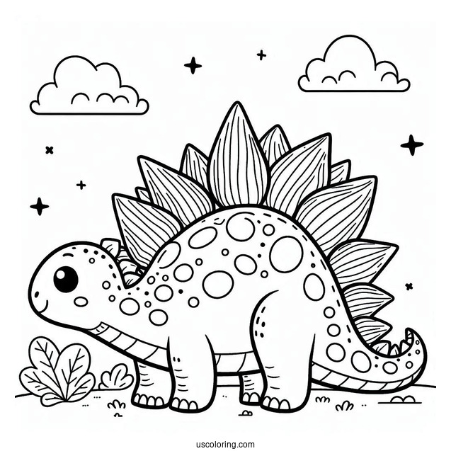 Cartoon Stegosaurus Coloring Page