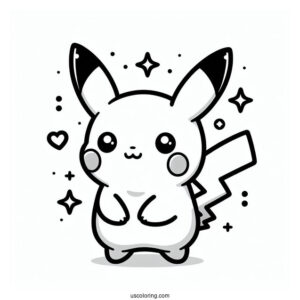 Cute Pikachu KAWS Coloring Page Companion For Kids
