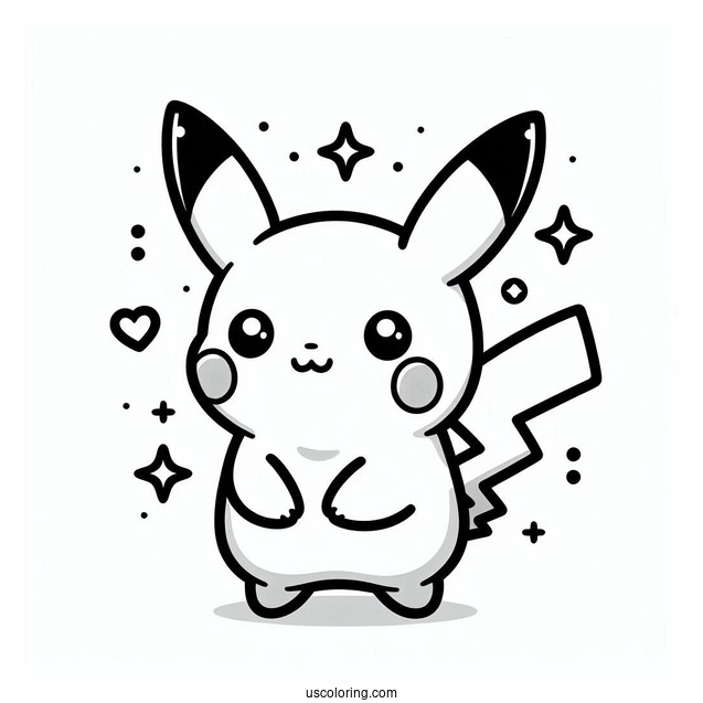 Cute Pikachu KAWS Coloring Page Companion For Kids