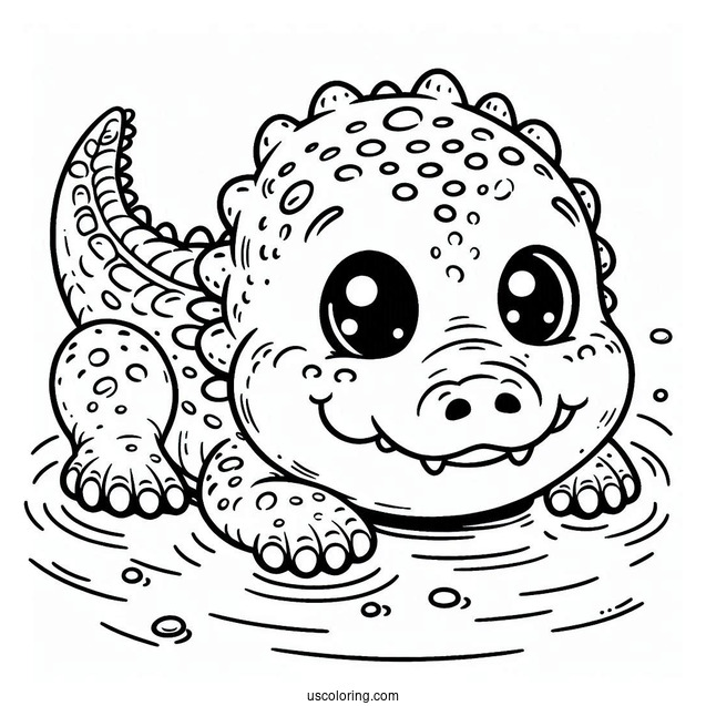 Coloring Page Of Baby Crocodile Poking Head Out Of Water