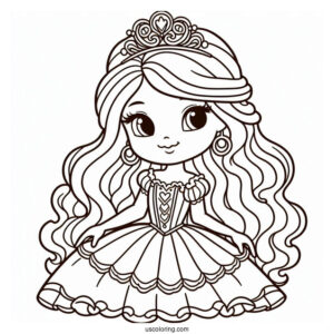 SImple Princess Coloring Page Outline For Preschoolers