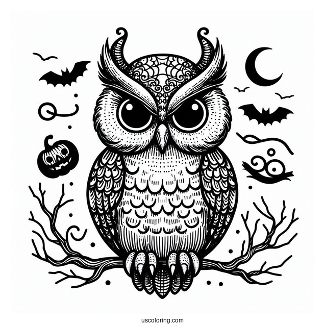 Spooky Looking Owl During Halloween