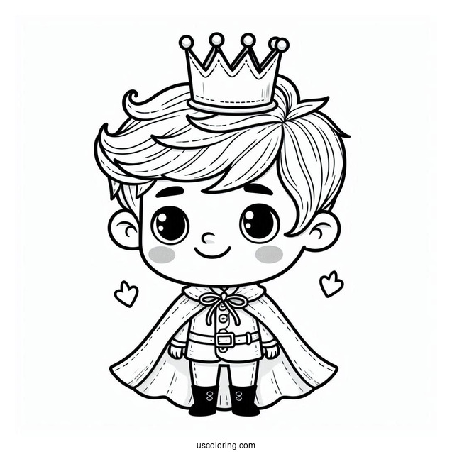 Boy Wearing Crown Coloring In For Preschoolers