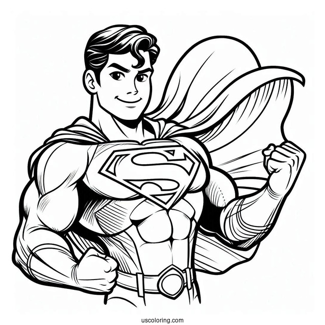 Superman With Cape Coloring Page