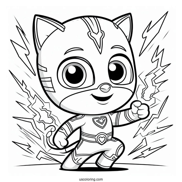 PJ Masks Coloring Page Of Catboy Using Lightning Powers