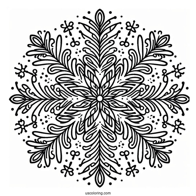 Easy Snowflake Coloring Page Outline For Kids