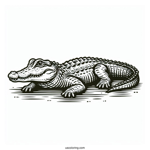 Simple Outline Of a Freshwater Crocodile To Color