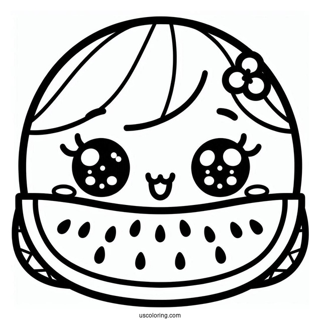 Cute Kawaii Watermelon Coloring Page For Kids